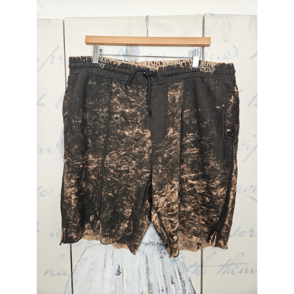 Cotton Citizen Bronx Bleach Wash Sweat Shorts Mens XL Black Tan Made in USA 8310